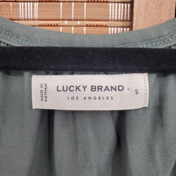 Lucky Brand Olive Green Peasant Top Size Small - Picture 2 of 11